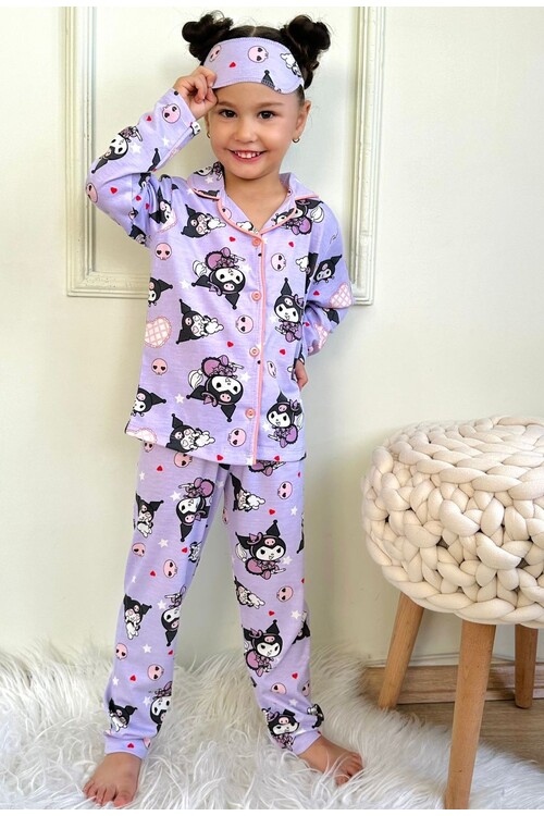 Kız Çocuk Desenli Uzun Kollu Pijama Takımı -  BEDEN TABLOSU RESİMLERDE MEVCUTTUR